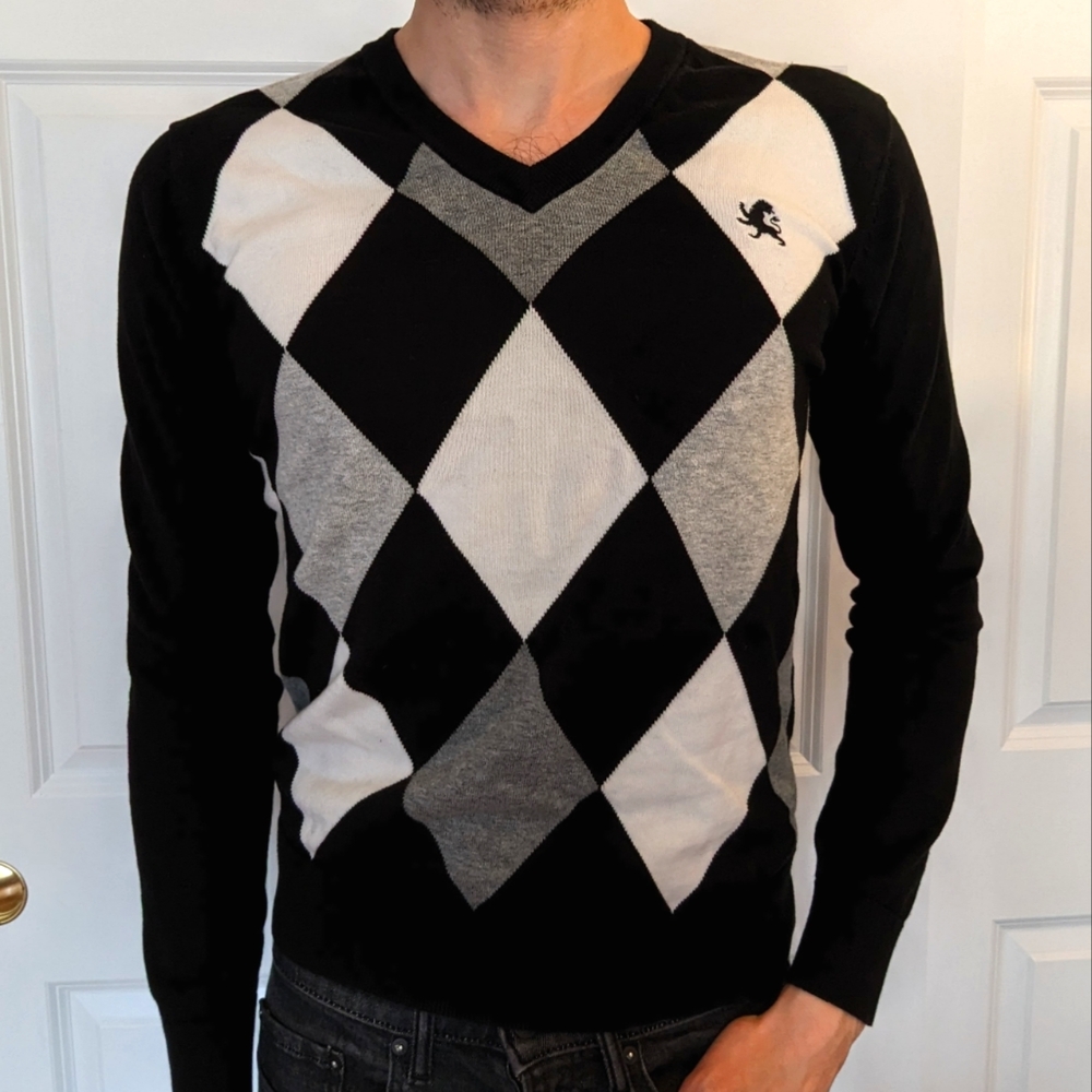 Express V-Neck Argyle Sweater